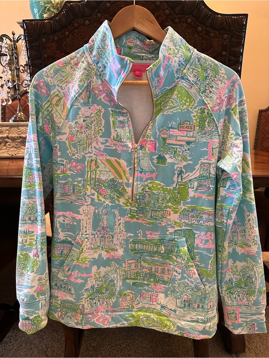 Lilly Pulitzer Tops - Lilly Pulitzer Blue, Pink & Green Half-Zip Pullover